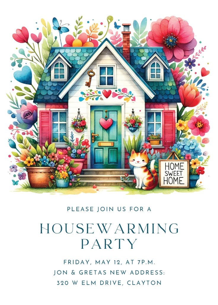 Whimsical home - invitación para inauguración de casa nueva